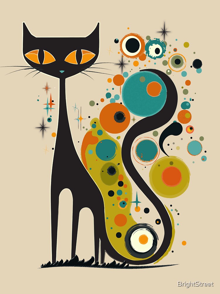 Mid Century Modern Atomic Cat, Retro Black Cat, MCM, Kandinsky Style by BrightStreet Unisex T-shirt, Sweatshirt, Hoodie, Long Sleeve Tee