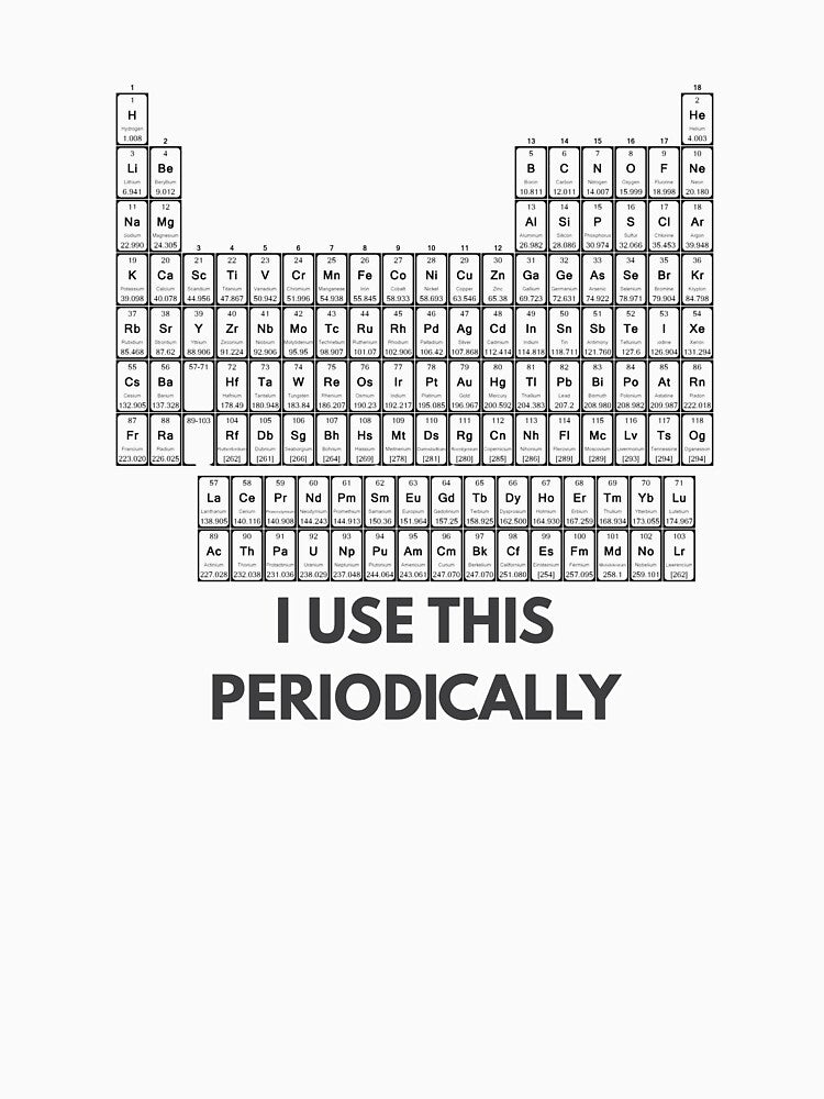 I use this periodically. funny chemistry design by Nerdventure Unisex T-shirt, Sweatshirt, Hoodie, Long Sleeve Tee