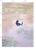Funny Black Cat in Water Lily Pond by Claude Monet by evermore-design Unisex T-shirt, Sweatshirt, Hoodie, Long Sleeve Tee