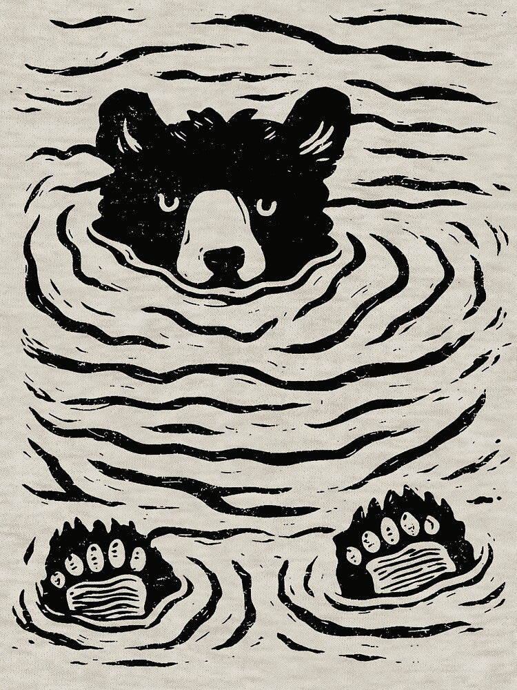 Minimalist Linocut Bear-Retro Nature Art by RandyHaskins Unisex T-shirt, Sweatshirt, Hoodie, Long Sleeve Tee