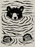 Minimalist Linocut Bear-Retro Nature Art by RandyHaskins Unisex T-shirt, Sweatshirt, Hoodie, Long Sleeve Tee